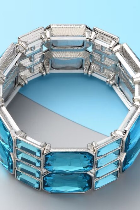 381 - Sky Blue Art Deco Stretch Bracelet - Image 3