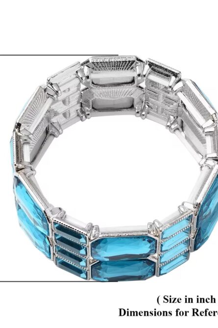 381 - Sky Blue Art Deco Stretch Bracelet - Image 2