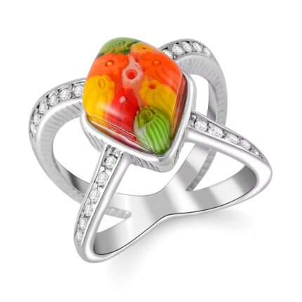 💍🌿 Venetian Bloom Murano Glass & Crystal Ring