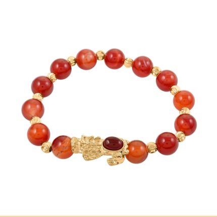 378 - Pixiu Feng Shui Red Agate Beaded Bracelet