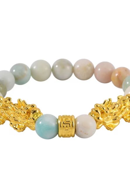 379 - Multi-Color Amazonite Pixiu Bracelet & Earrings Set - Image 7