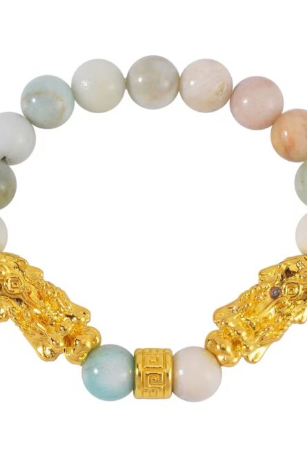 379 - Multi-Color Amazonite Pixiu Bracelet & Earrings Set - Image 4