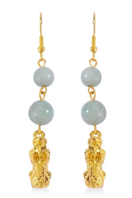 379 - Multi-Color Amazonite Pixiu Bracelet & Earrings Set - Image 3