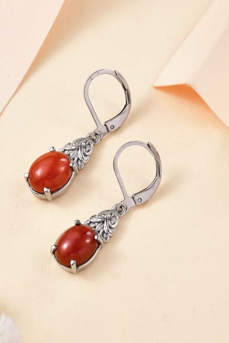 78 - Red Jade Dangle Earrings - Image 3