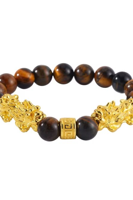 379 - Yellow Tiger’s Eye Pixiu Bracelet & Earrings Set - Image 6