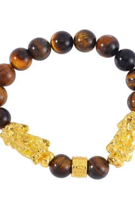 379 - Yellow Tiger’s Eye Pixiu Bracelet & Earrings Set - Image 4