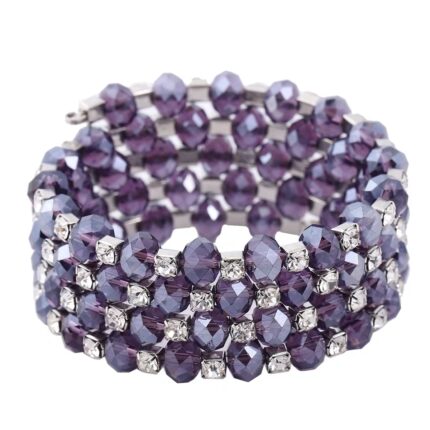 41 - Simulated Purple Sapphire & Austrian Crystal Wrap Bracelet