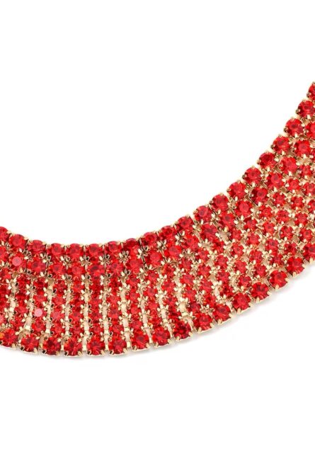 242 - Red Austrian Crystal Collar Necklace & Earrings Set - Image 4