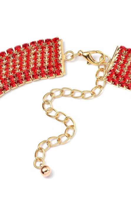 242 - Red Austrian Crystal Collar Necklace & Earrings Set - Image 3