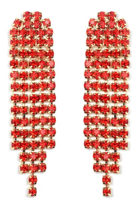 242 - Red Austrian Crystal Collar Necklace & Earrings Set - Image 2