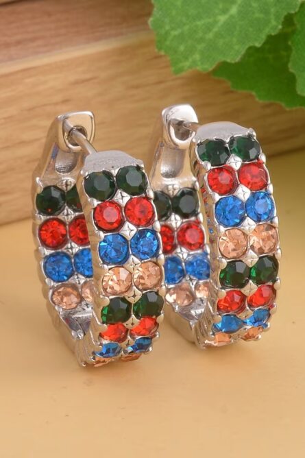 75 - Viva Spectrum Crystal Inside-Out Hoop Earrings - Image 3