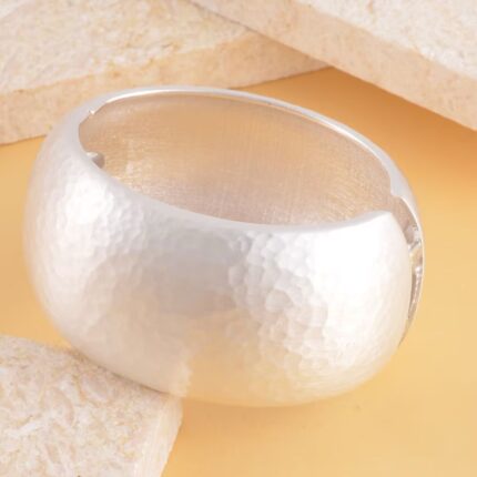 320 - Silver Impact Wide Cuff Bangle