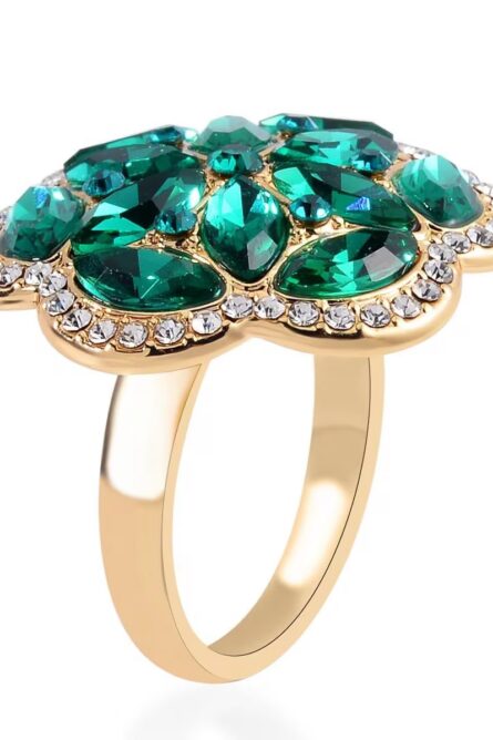 48 - Green & White Austrian Crystal Floral Jewelry Set - Image 9