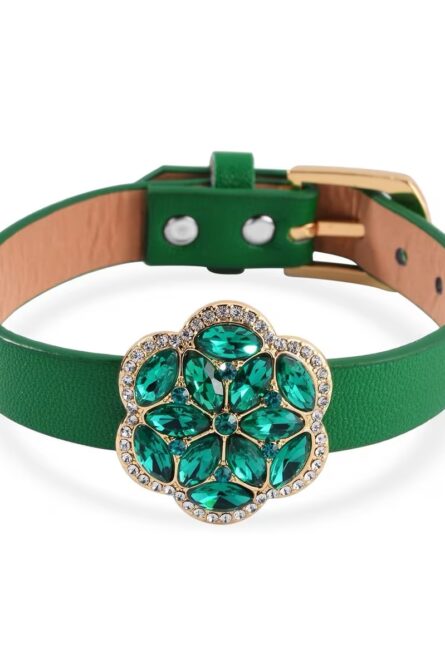 48 - Green & White Austrian Crystal Floral Jewelry Set - Image 3