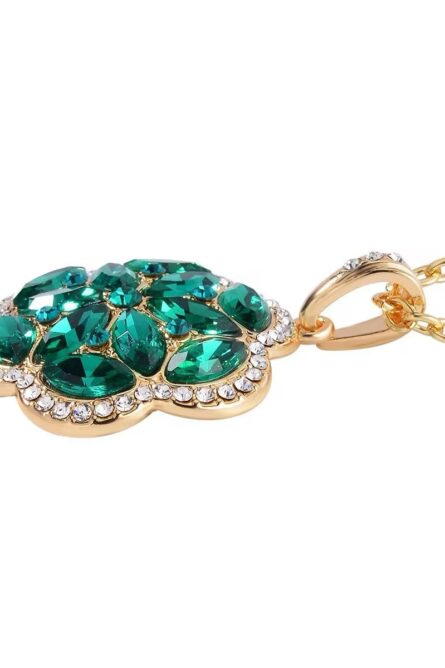 48 - Green & White Austrian Crystal Floral Jewelry Set - Image 7