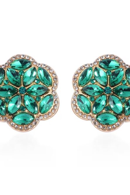 48 - Green & White Austrian Crystal Floral Jewelry Set - Image 6