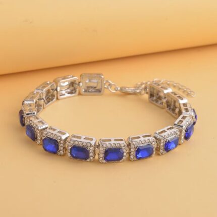 453 - Sapphire Sparkle Halo Tennis Bracelet