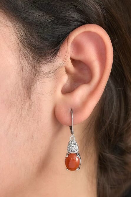 78 - Red Jade Dangle Earrings - Image 2