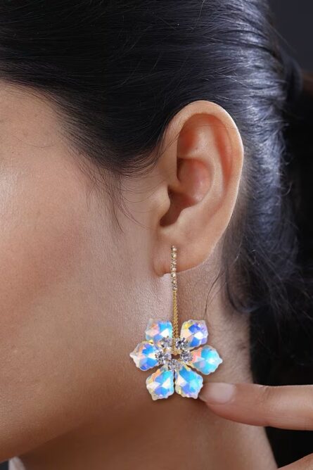 White Mystic Floral Dangle Earrings - Image 4