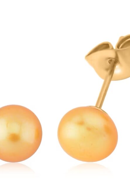 Golden Freshwater Pearl Cross Pendant & Stud Earrings Set - Image 3