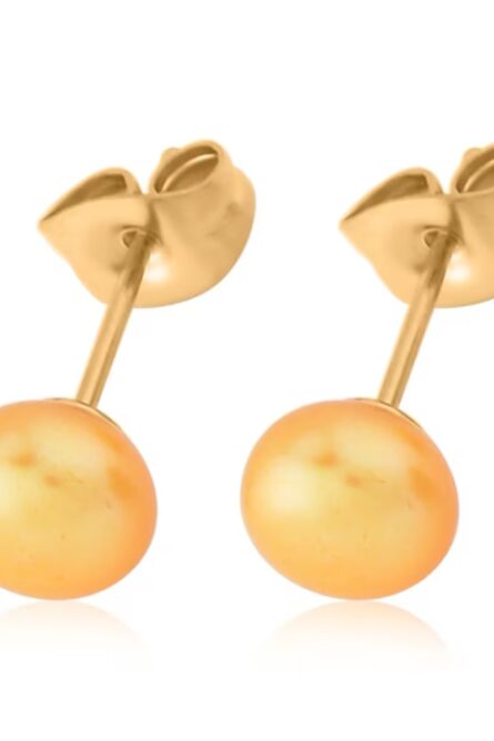 Golden Freshwater Pearl Cross Pendant & Stud Earrings Set - Image 2