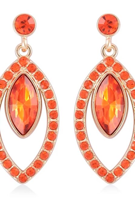 249 - Orange Crystal Bib Necklace & Earrings Set - Image 2
