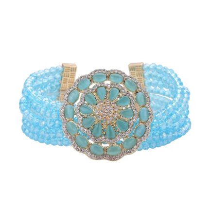 38 - Blue Cat's Eye & Crystal Bloom Bracelet