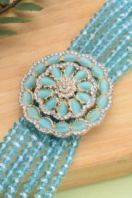 38 - Blue Cat’s Eye & Austrian Crystal Multi-Strand Bracelet - Image 4