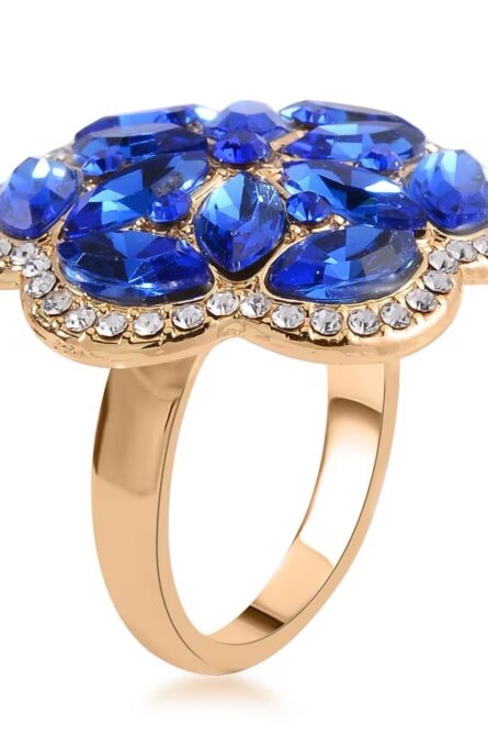 48 - Sapphire Blue Austrian Crystal Floral Jewelry Set – 4 - Image 9