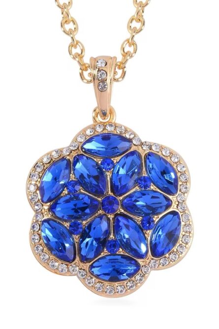 48 - Sapphire Blue Austrian Crystal Floral Jewelry Set – 4 - Image 6