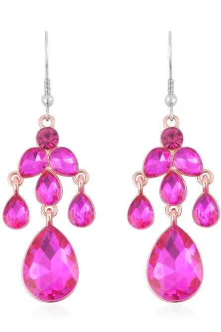 247 - Fuchsia Crystal Floral Necklace Set - Image 4