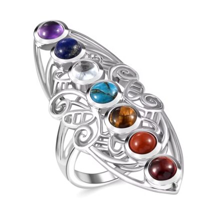 💍🌍 Ubuntu Balance Ring – Multi-Gemstone Chakra Design