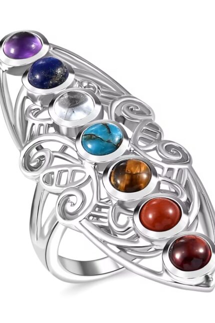 550 -  Ubuntu Balance Ring – Multi-Gemstone Chakra Design
