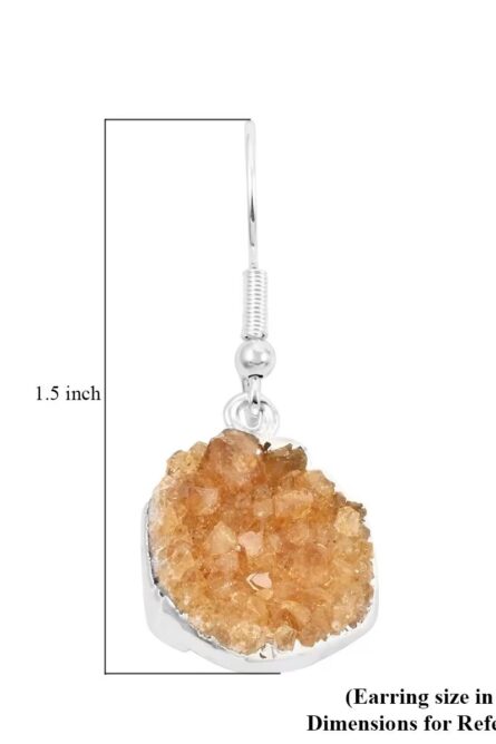 Natural Citrine Geode Drop Earrings - Image 3