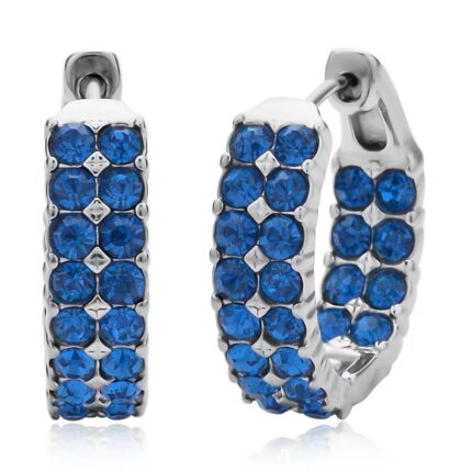 Blue Sparkle Inside-Out Hoop Earrings