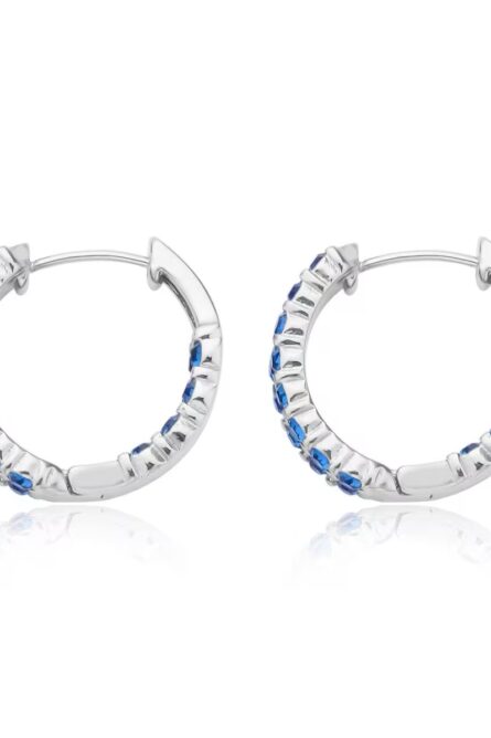 Blue Austrian Crystal Inside-Out Hoop Earrings - Image 3