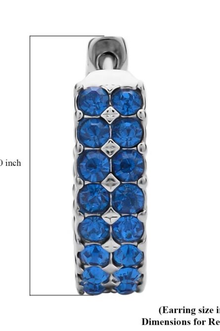 Blue Austrian Crystal Inside-Out Hoop Earrings - Image 4