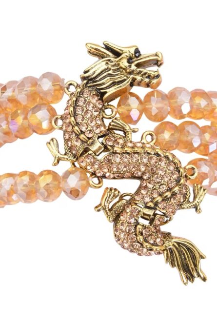 373 - Champagne Crystal Dragon Wrap Bracelet - Image 4