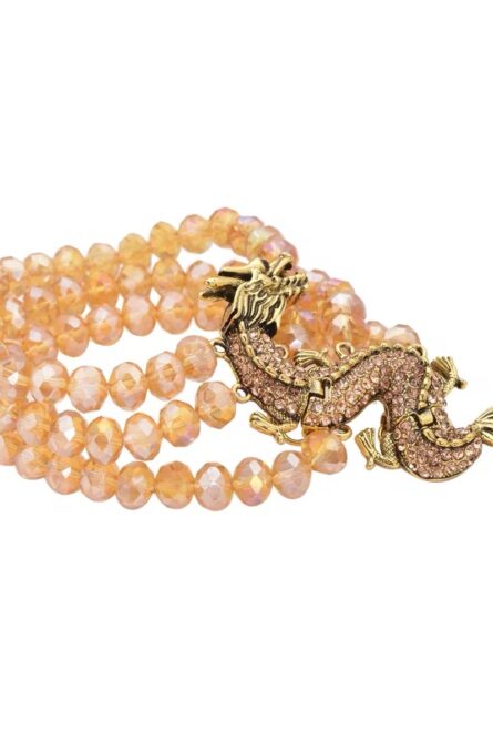 373 - Champagne Crystal Dragon Wrap Bracelet - Image 2