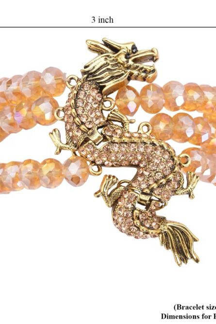 373 - Champagne Crystal Dragon Wrap Bracelet - Image 3