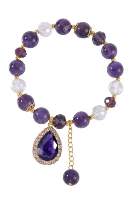 330 - Royal Radiance Amethyst & Simulated Sapphire Charm Bracelet - Image 3