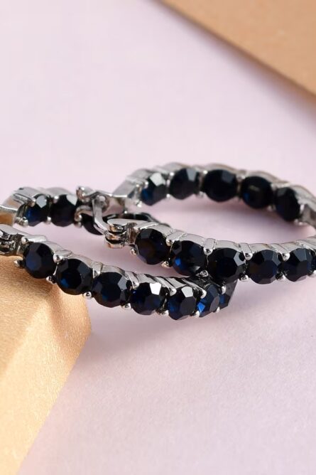 74 - Midnight Spark Inside-Out Hoop Earrings – Montana Crystal - Image 5