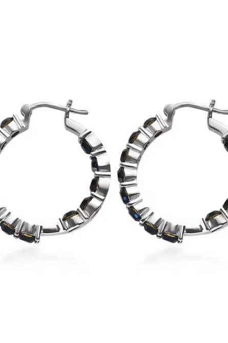 74 - Midnight Spark Inside-Out Hoop Earrings – Montana Crystal - Image 3