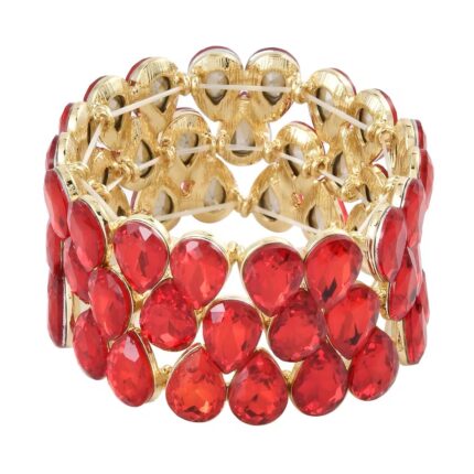 382 - Ruby Glow Stretch Cuff Bracelet