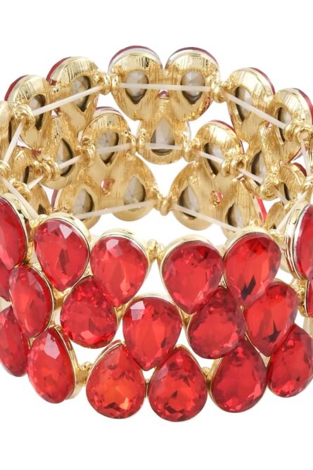382 - Ruby Glow Stretch Cuff Bracelet - Image 1