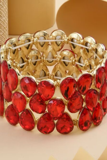 382 - Ruby Glow Stretch Cuff Bracelet - Image 3