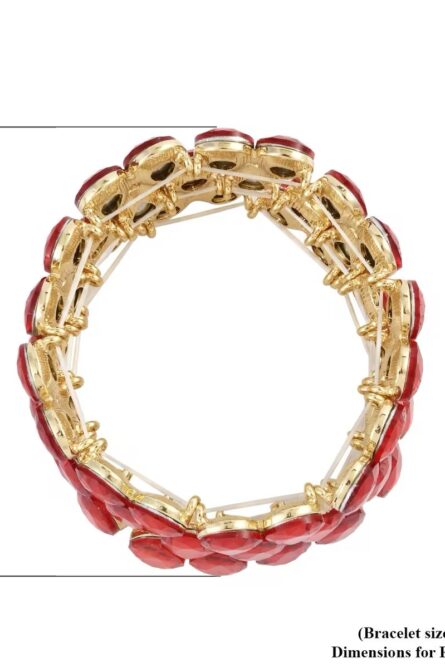 382 - Ruby Glow Stretch Cuff Bracelet - Image 2