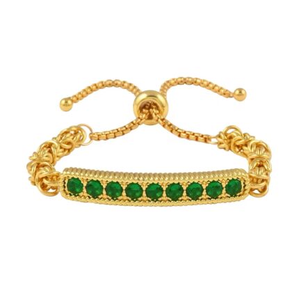 392 - Simulated Emerald Sparkle Bolo Bracelet