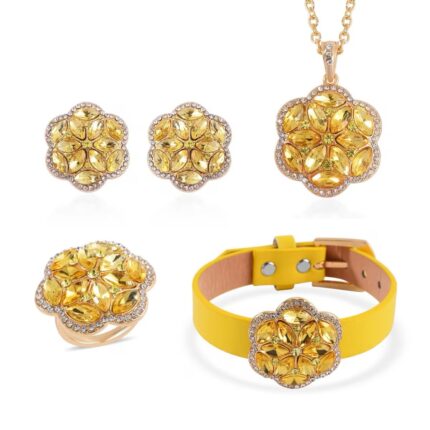 48 - Golden Bloom Austrian Crystal Jewelry Set