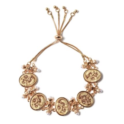 326 - Vintage Cameo Floral Bolo Bracelet